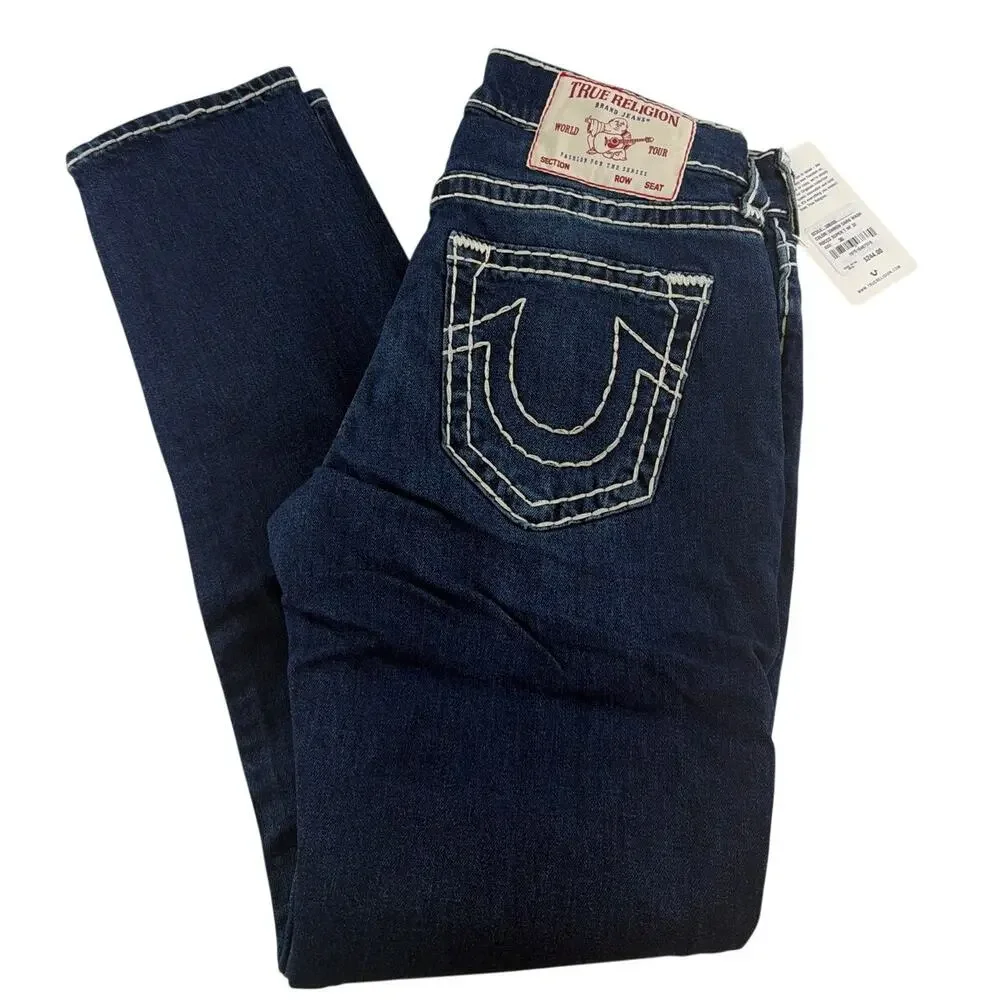 True Religion Men's Damon Dark Wash Rocco Super T NF 32 Slim Fit Jeans Size 30